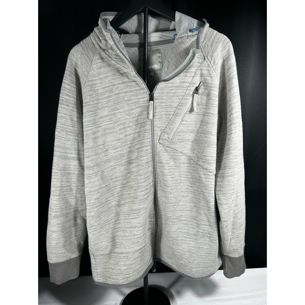 Bench Gray Heather Full‎ Zip Hoodie Jacket Men's XXL Thumb Streetwear Zip Hoodie